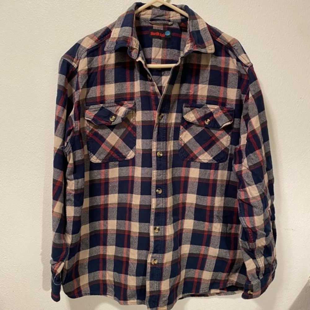 Vintage North Axis Flannel Shirt Mens XL Plaid‎ Heavyweight Button Down Pockets